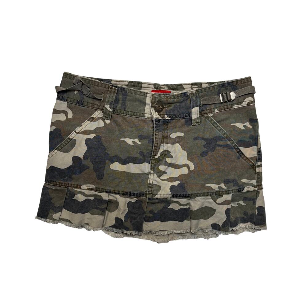 Vintage Mossimo Camouflage Pleated Micro Mini Skirt Y2K Low Rise Camo Skirt XS